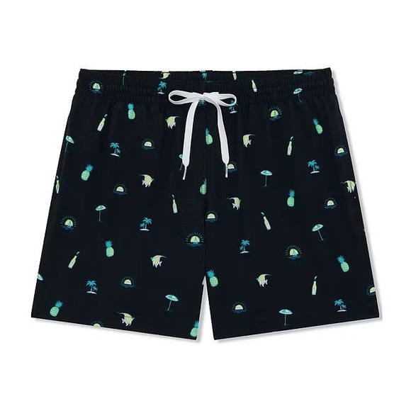 Tropical Print Swim Trunks Pineapple Fish Resort Beach Vacation Short Mens M NWT - Picture 1 of 1